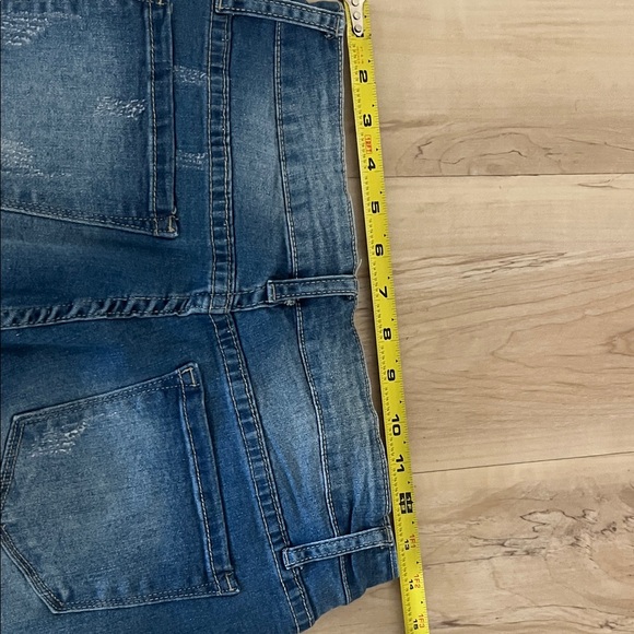 Dark Blue Distressed Jean Shorts - Picture 4 of 6